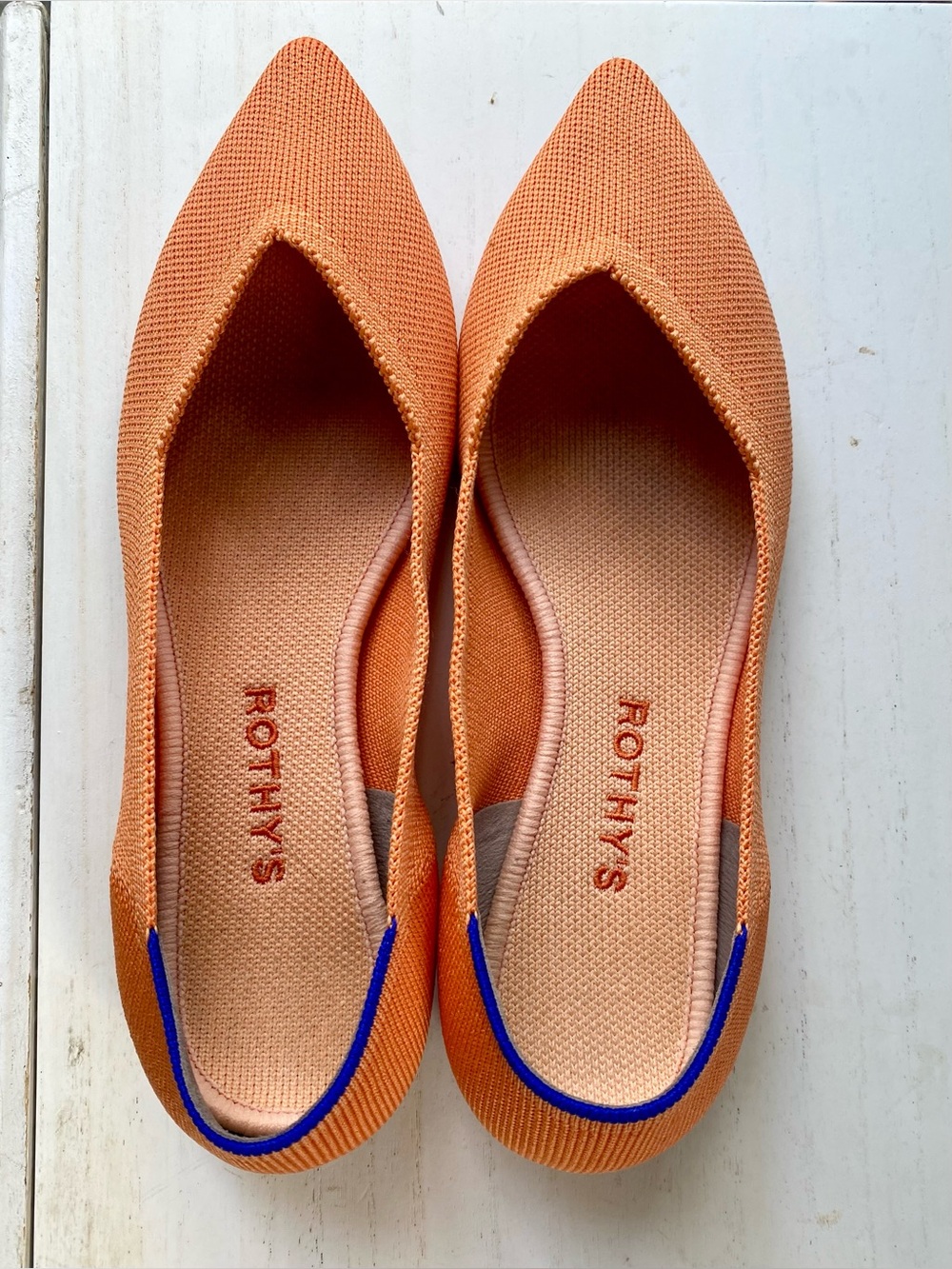 Rothy’s Orange Pointed Toe Flats